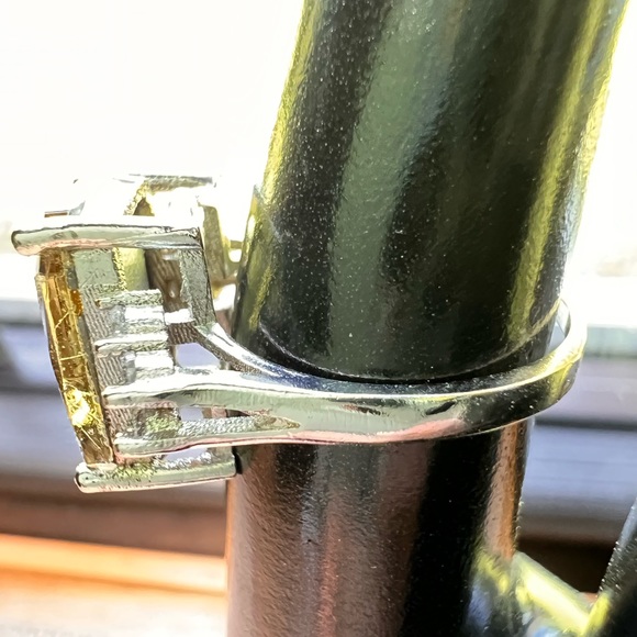 SOLD 2/12 925 SS Vintage Yellow Topaz & CZ or Rhinestones Ring - Picture 11 of 14